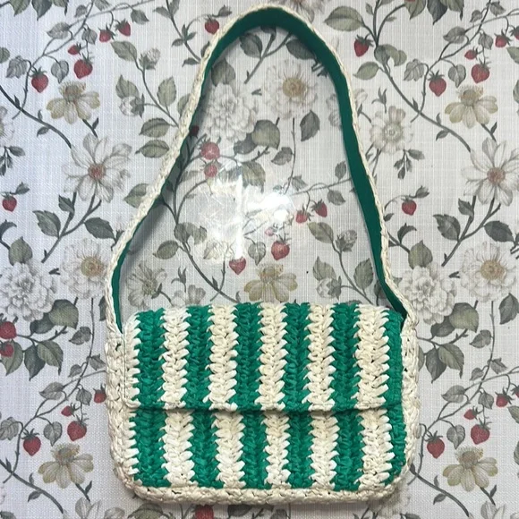 Anthropologie Striped Raffia Shoulder Bag - Picture 2 of 14